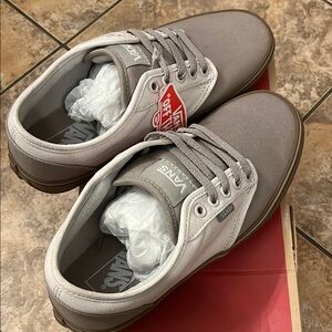 Vans Gray Low-Top Sneakers with Red Logo